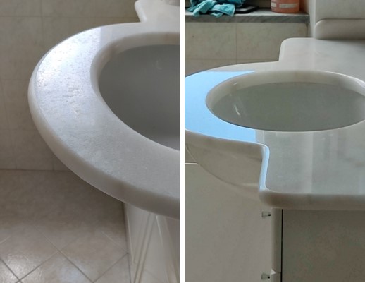Top bagno, prima e dopo